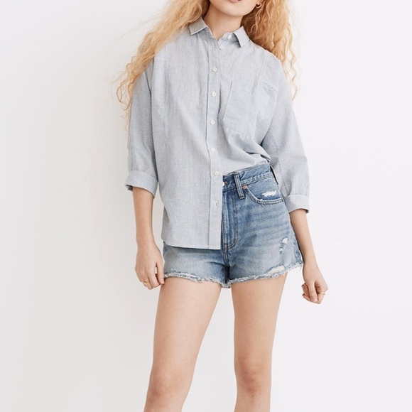 NWOT Madewell denim shorts relaxed renfield wash destructed - Picture 1 of 7